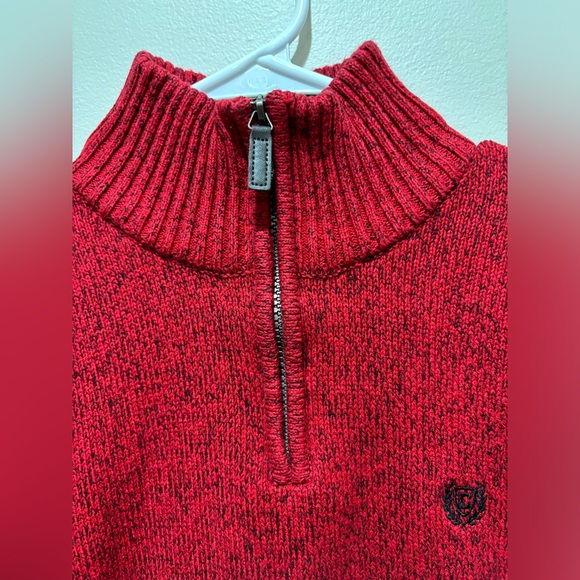 Chaps Quarter Zip Pullover Red Knit Winter Christmas Sweater Boy's Large 14/16 - Picture 2 of 8